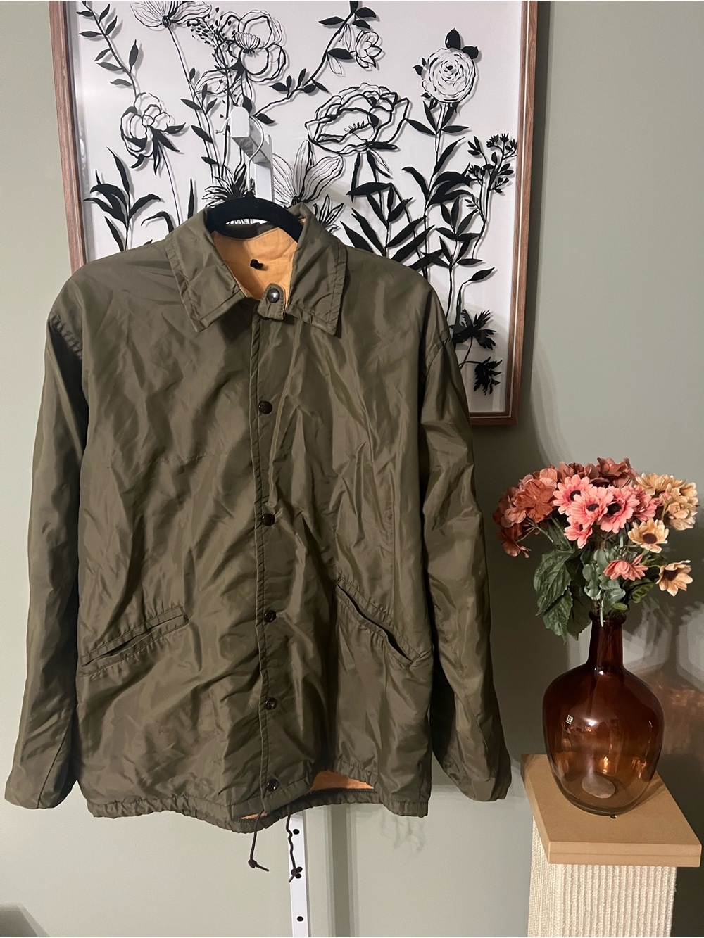 Vintage L.L. Bean Women Coat Olive Insulated Field Jacket 70s 80s Size XL